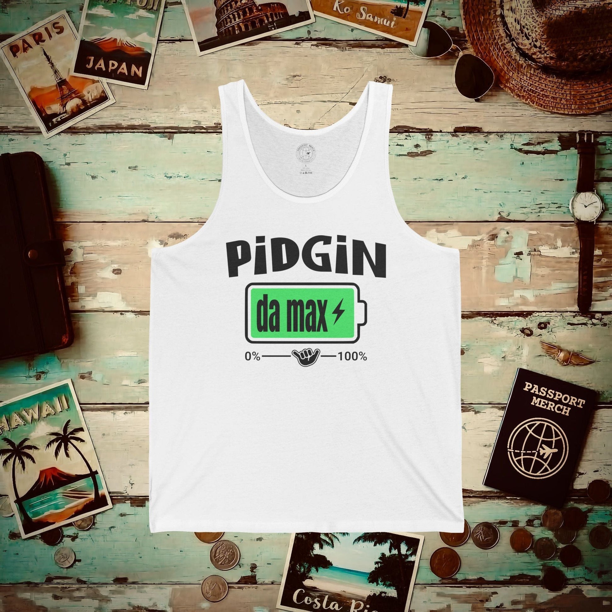 Pidgin Battery To Da Max, Hawaii Tank Top White / XS