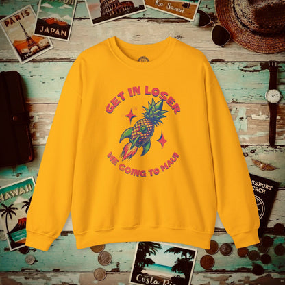 Pineapple Rocket Ship to Maui, Hawaii  Crewneck Gold / S