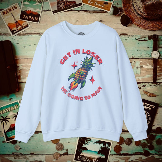 Pineapple Rocket Ship to Maui, Hawaii  Crewneck Light Blue / S
