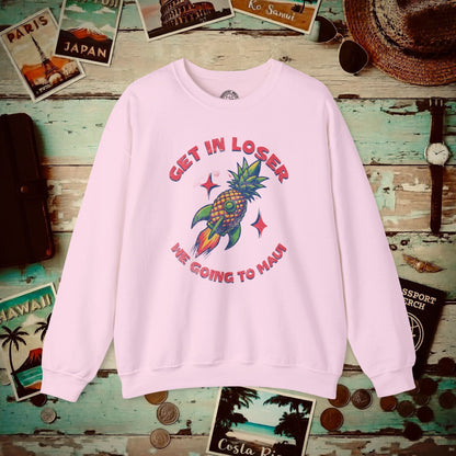 Pineapple Rocket Ship to Maui, Hawaii  Crewneck Light Pink / S