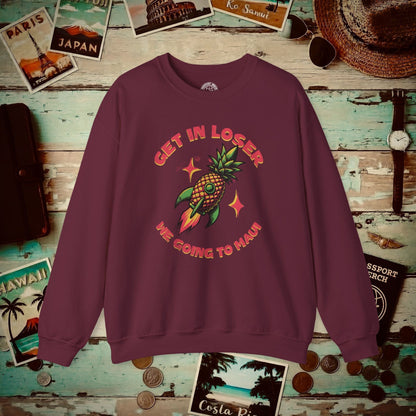 Pineapple Rocket Ship to Maui, Hawaii  Crewneck Maroon / S