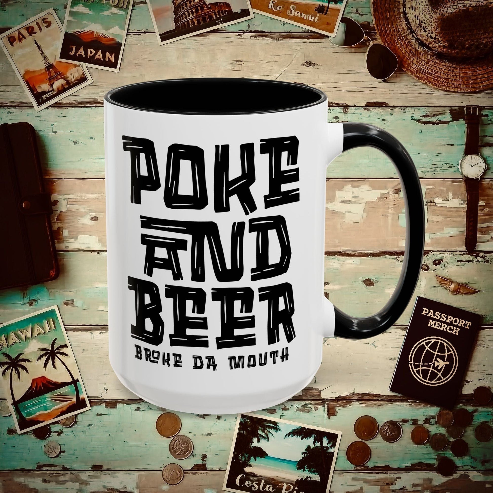 Poke and Beer, Hawaii 15oz Mug Black / 15oz
