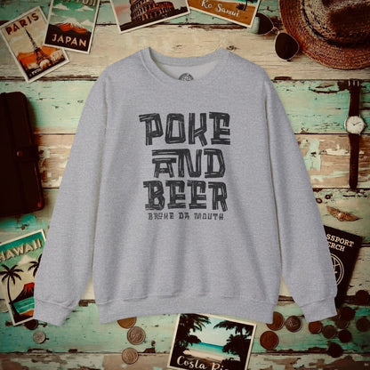 Poke and Beer, Hawaii Crewneck Sport Grey / S