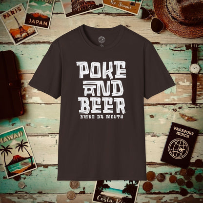 Poke and Beer, Hawaii T-Shirt Dark Chocolate / S