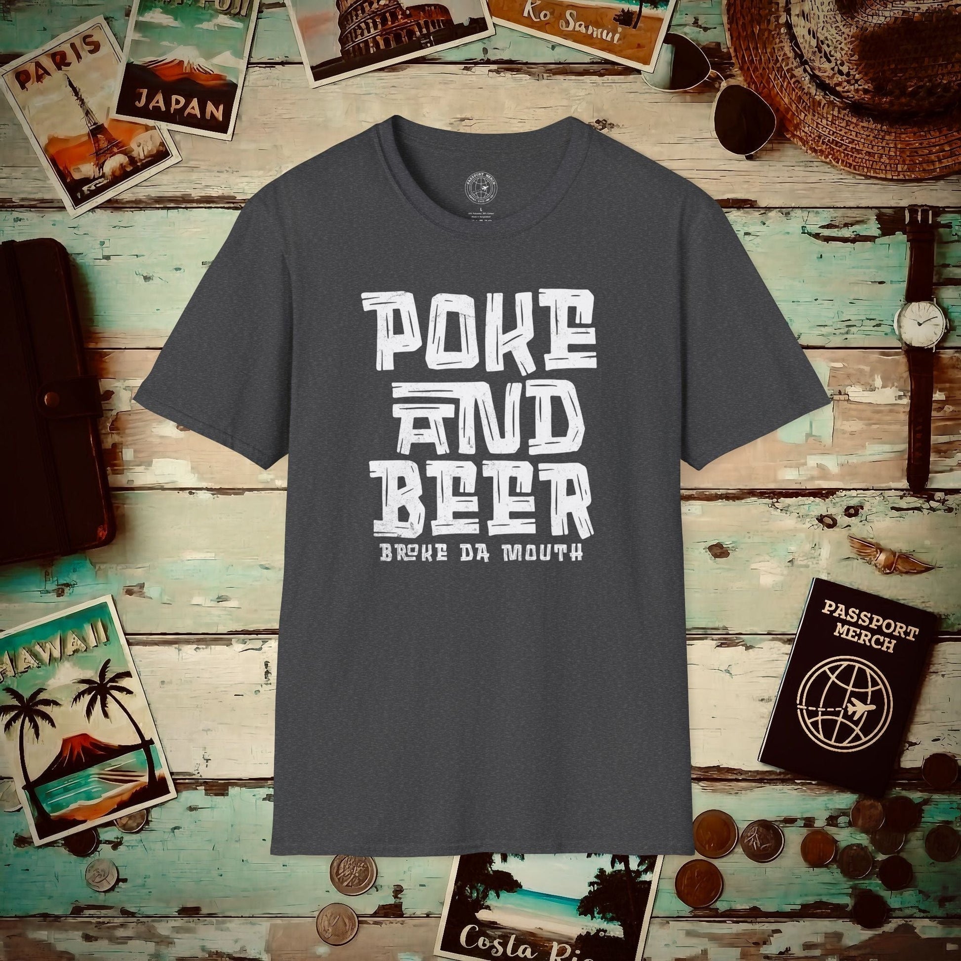 Poke and Beer, Hawaii T-Shirt Dark Heather / S