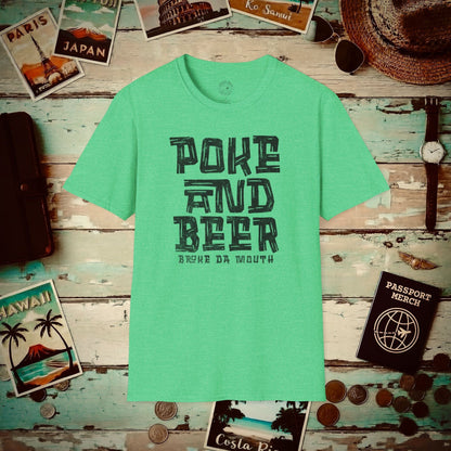 Poke and Beer, Hawaii T-Shirt Heather Irish Green / S