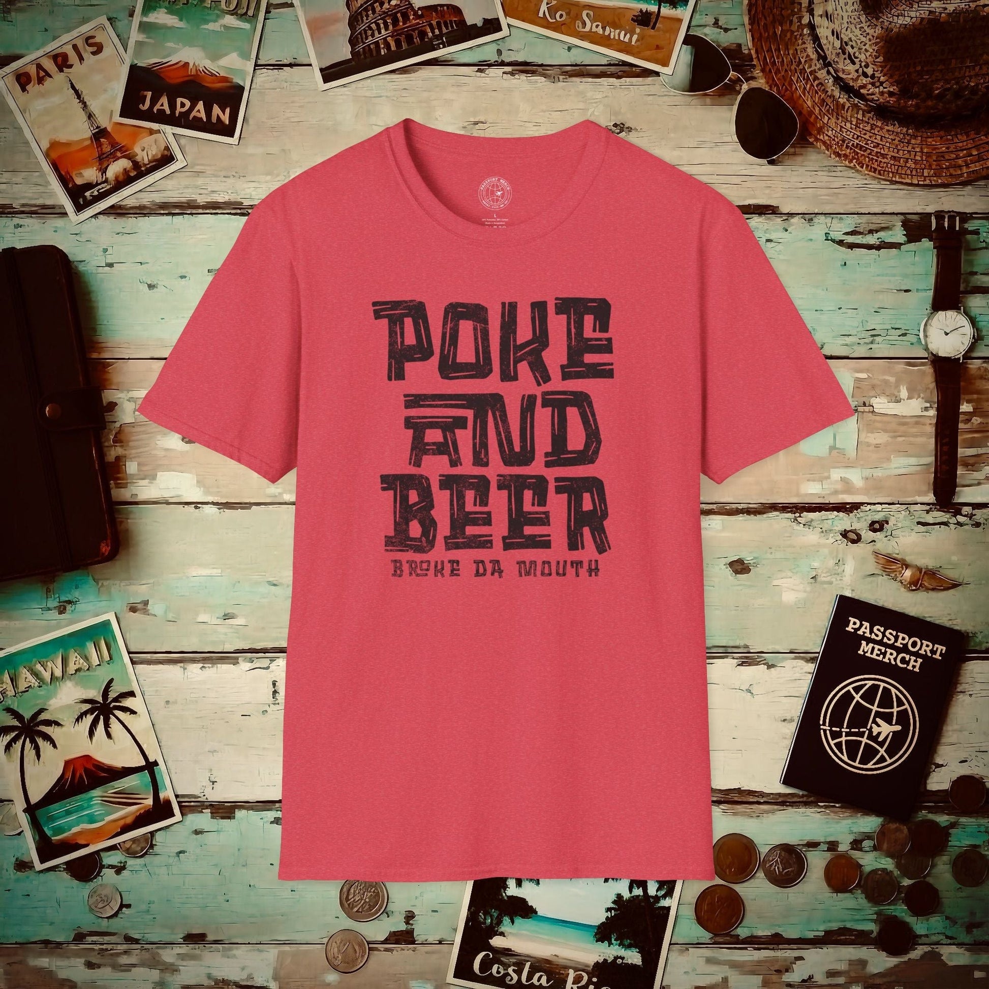 Poke and Beer, Hawaii T-Shirt Heather Red / S