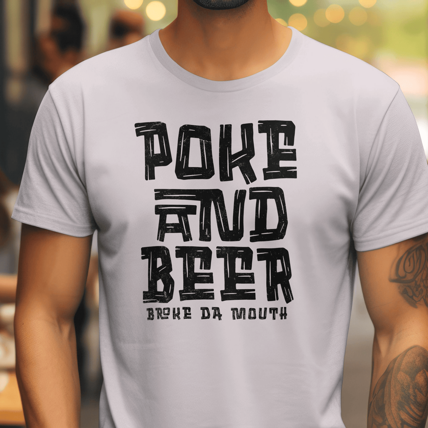Poke and Beer, Hawaii T-Shirt Ice Grey / S