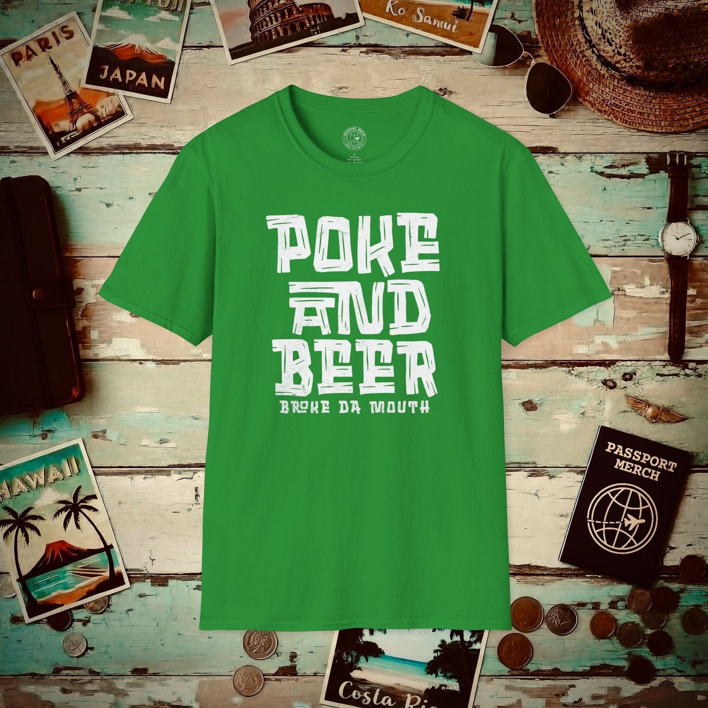 Poke and Beer, Hawaii T-Shirt Irish Green / S