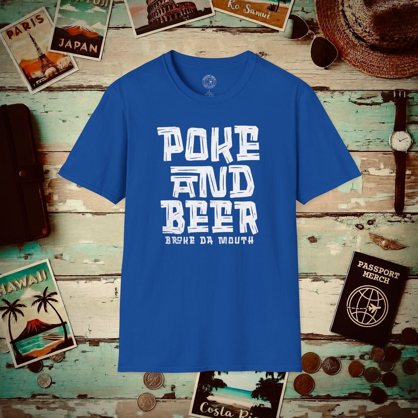 Poke and Beer, Hawaii T-Shirt Royal / S
