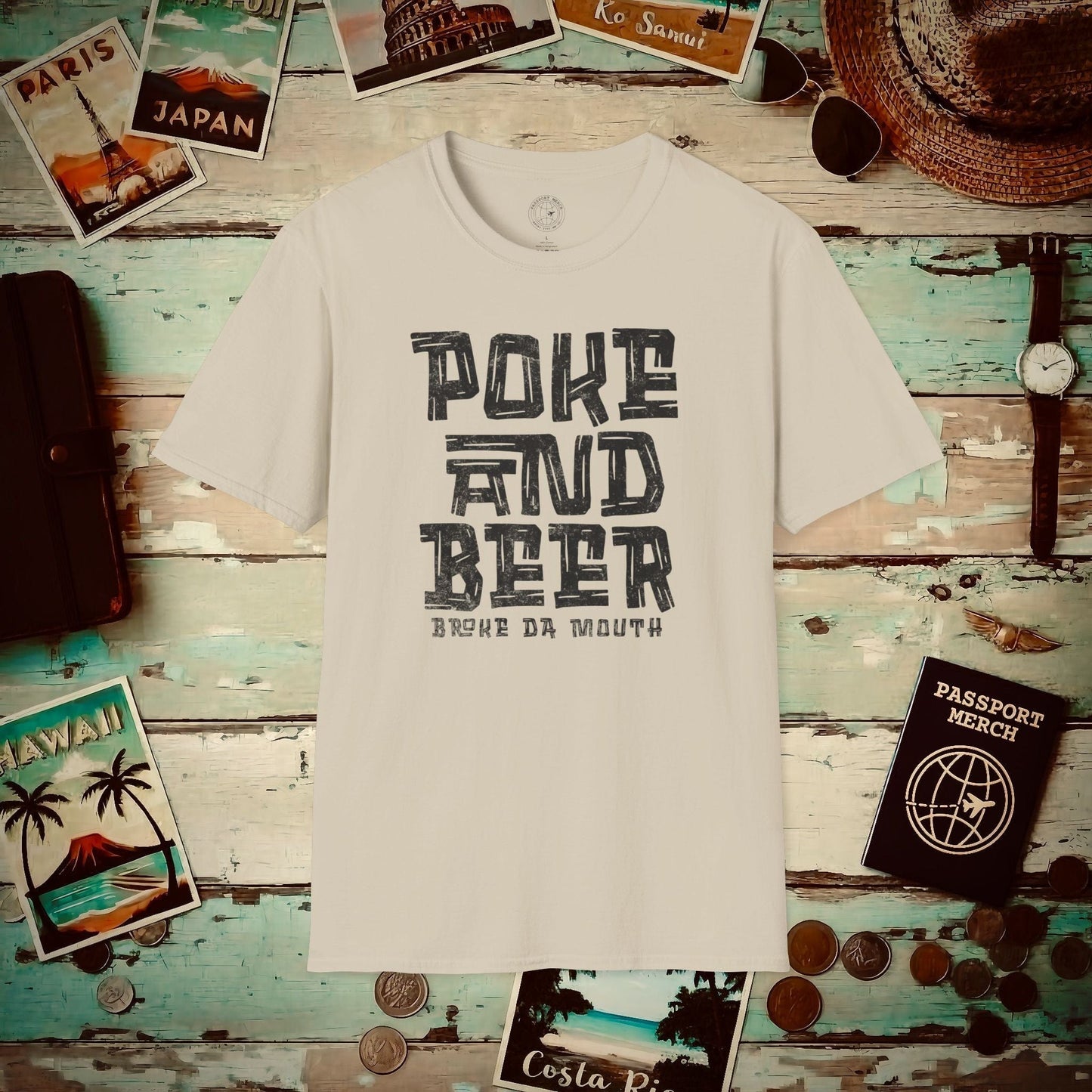 Poke and Beer, Hawaii T-Shirt Sand / S