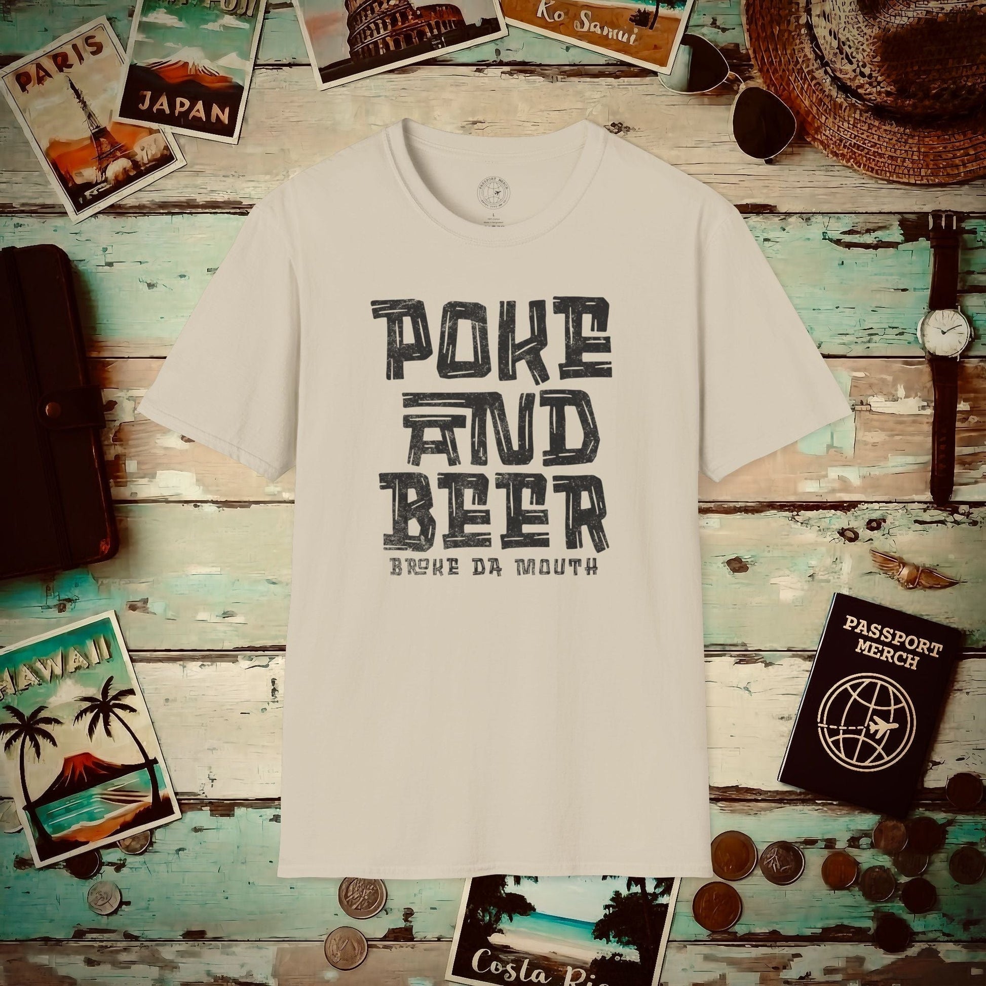 Poke and Beer, Hawaii T-Shirt Sand / S