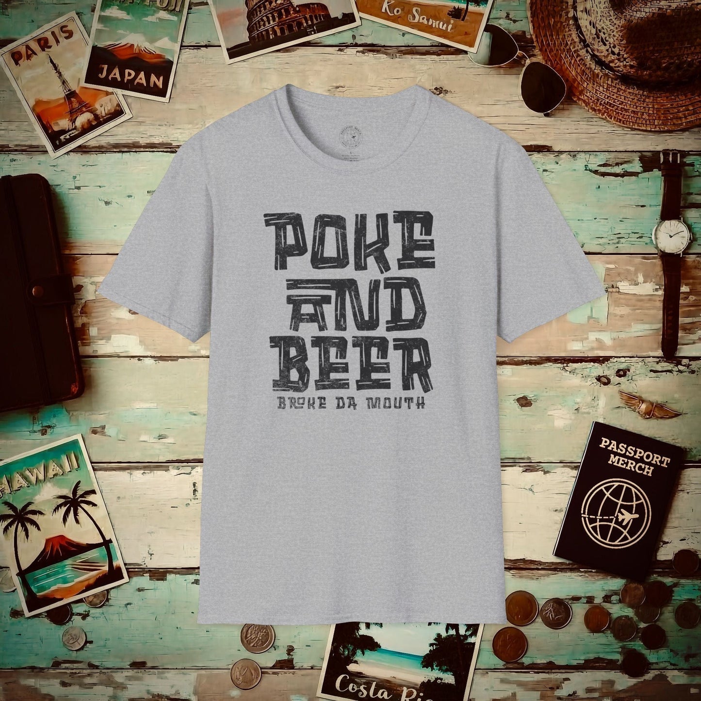 Poke and Beer, Hawaii T-Shirt Sport Grey / S