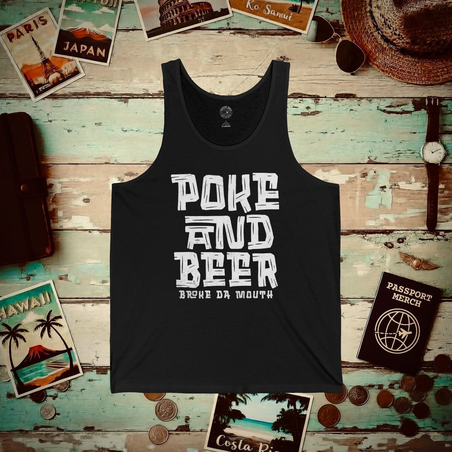 Poke and Beer, Hawaii Tank Top Black / XS