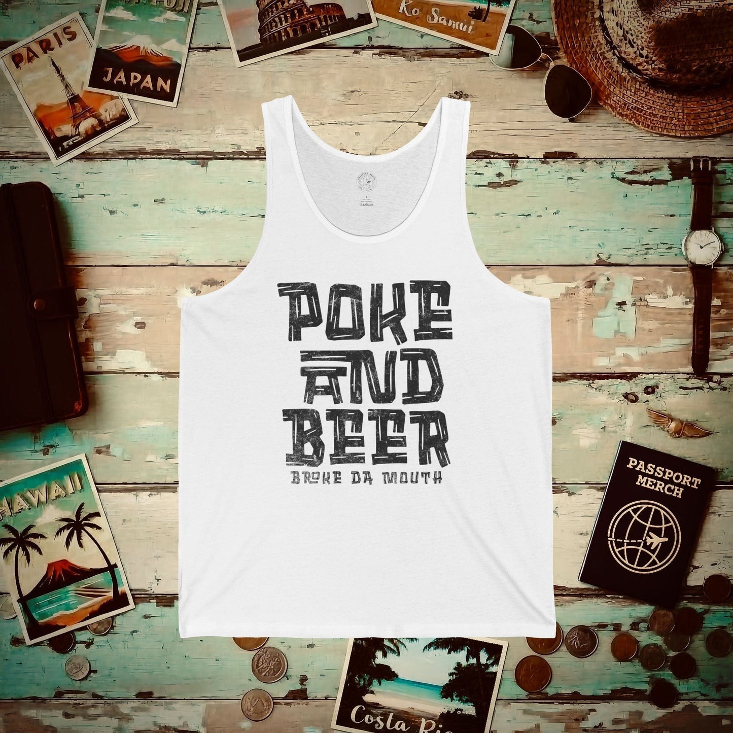 Poke and Beer, Hawaii Tank Top White / XS
