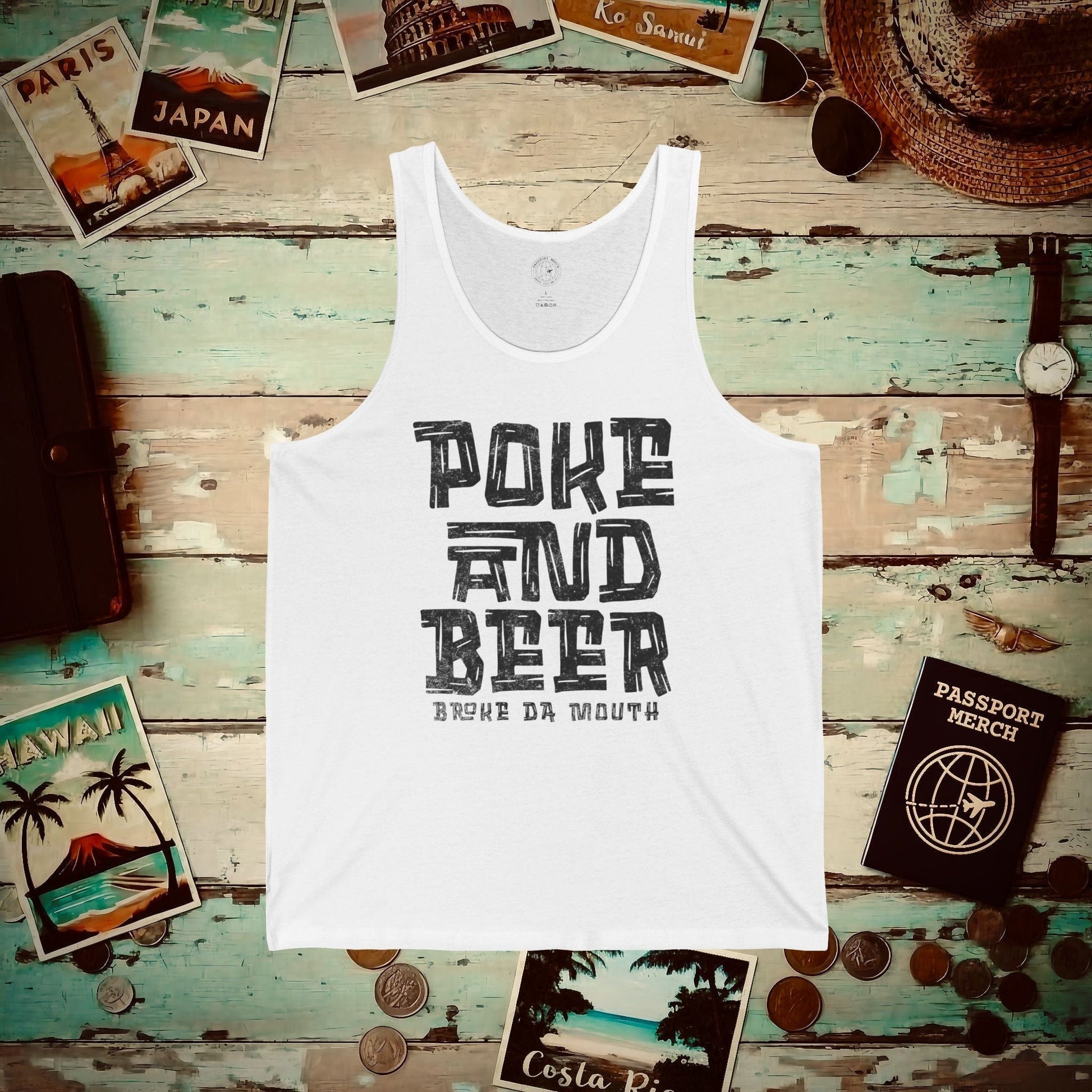 Poke and Beer, Hawaii Tank Top White / XS