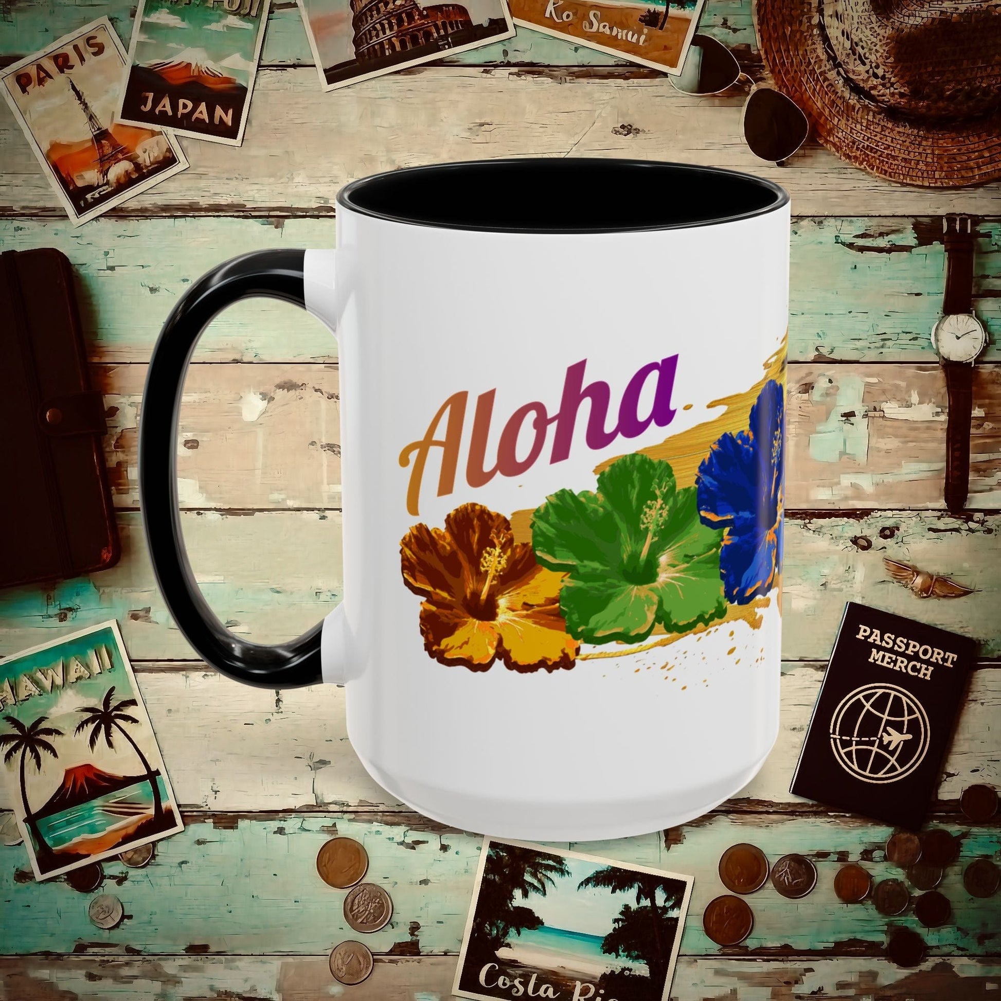 Pop Art Hibiscus, Hawaii 15oz Mug Black / 15oz