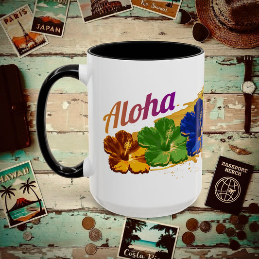 Pop Art Hibiscus, Hawaii 15oz Mug Black / 15oz