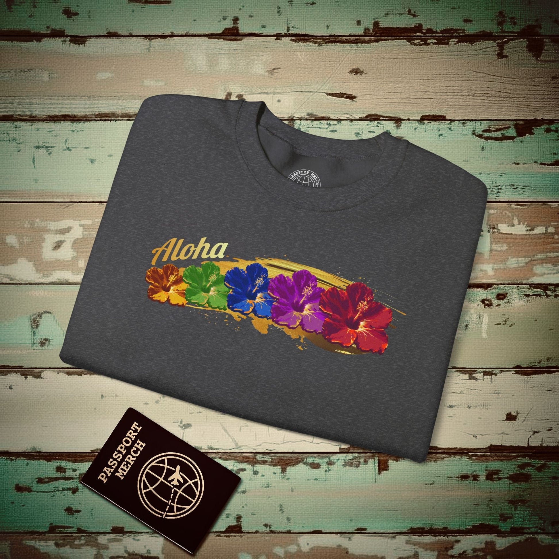 Pop Art Hibiscus, Hawaii Crewneck Dark Heather / S