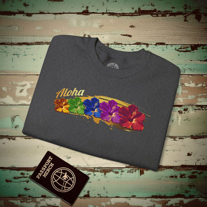 Pop Art Hibiscus, Hawaii Crewneck Dark Heather / S