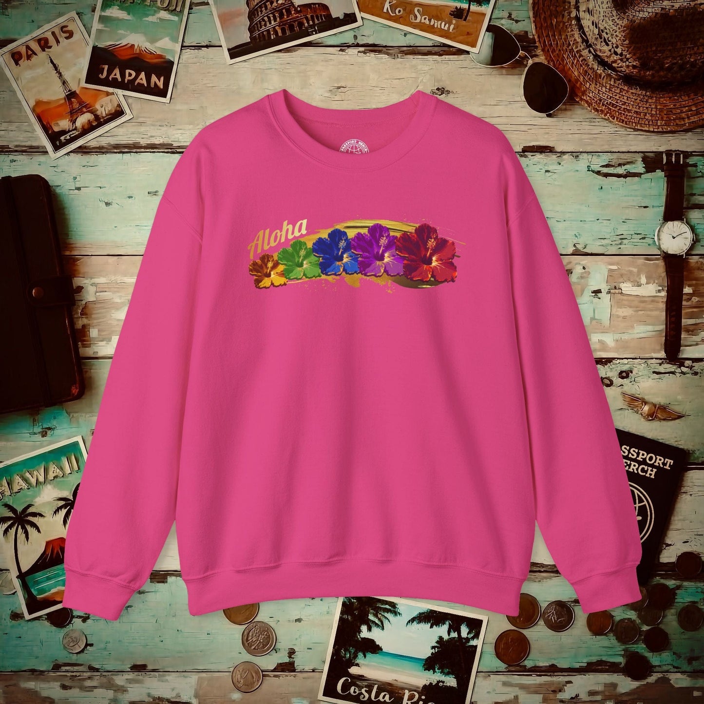 Pop Art Hibiscus, Hawaii Crewneck Heliconia / S