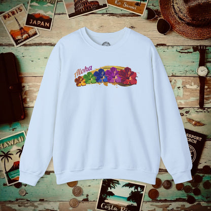 Pop Art Hibiscus, Hawaii Crewneck Light Blue / S