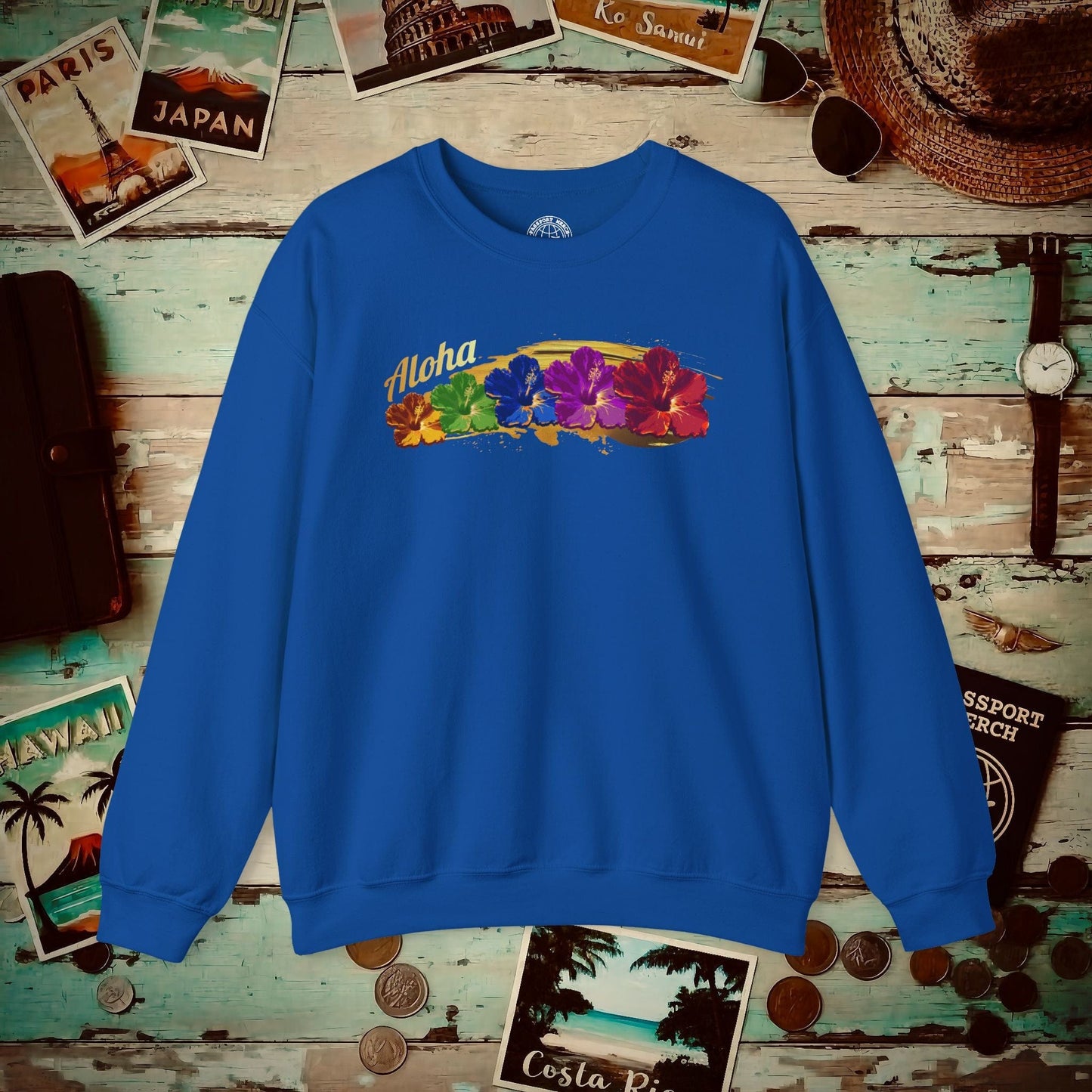 Pop Art Hibiscus, Hawaii Crewneck Royal / S