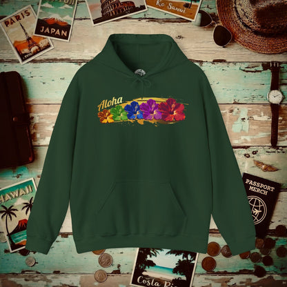 Pop Art Hibiscus, Hawaii Hoodie Forest Green / S