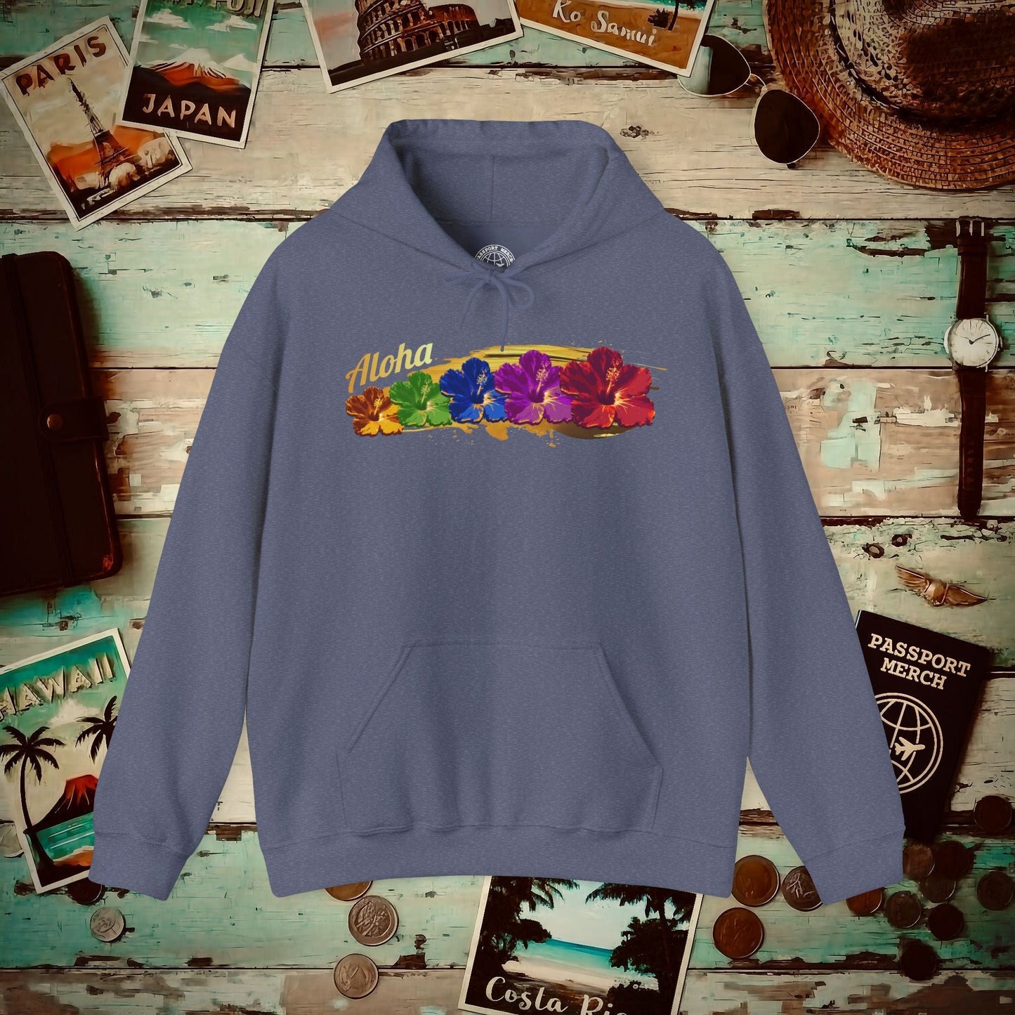 Pop Art Hibiscus, Hawaii Hoodie Heather Navy / S