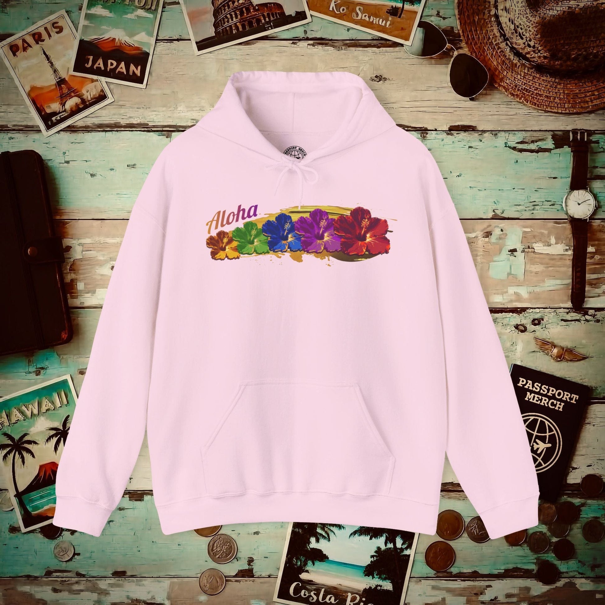 Pop Art Hibiscus, Hawaii Hoodie Light Pink / S
