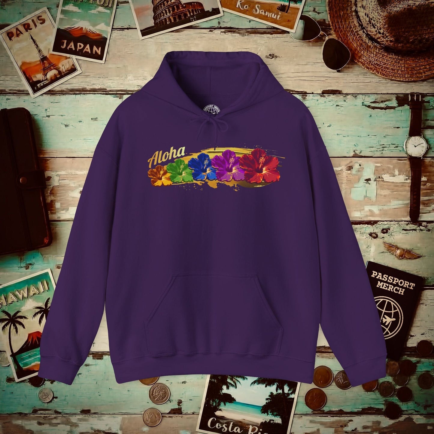 Pop Art Hibiscus, Hawaii Hoodie Purple / S