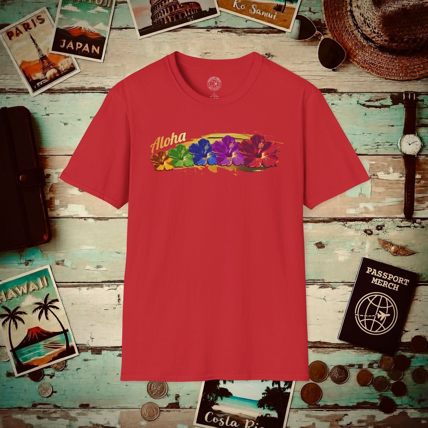 Pop Art Hibiscus, Hawaii T-Shirt Red / S