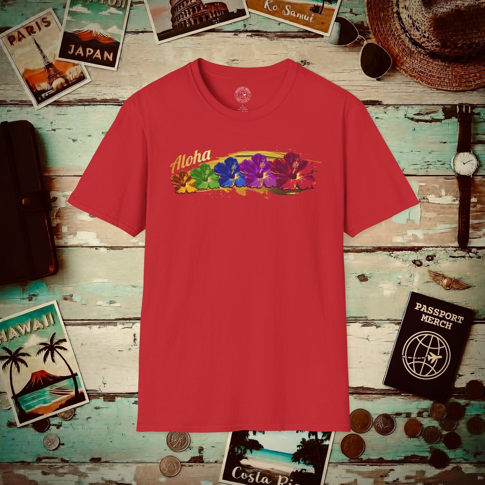Pop Art Hibiscus, Hawaii T-Shirt Red / S