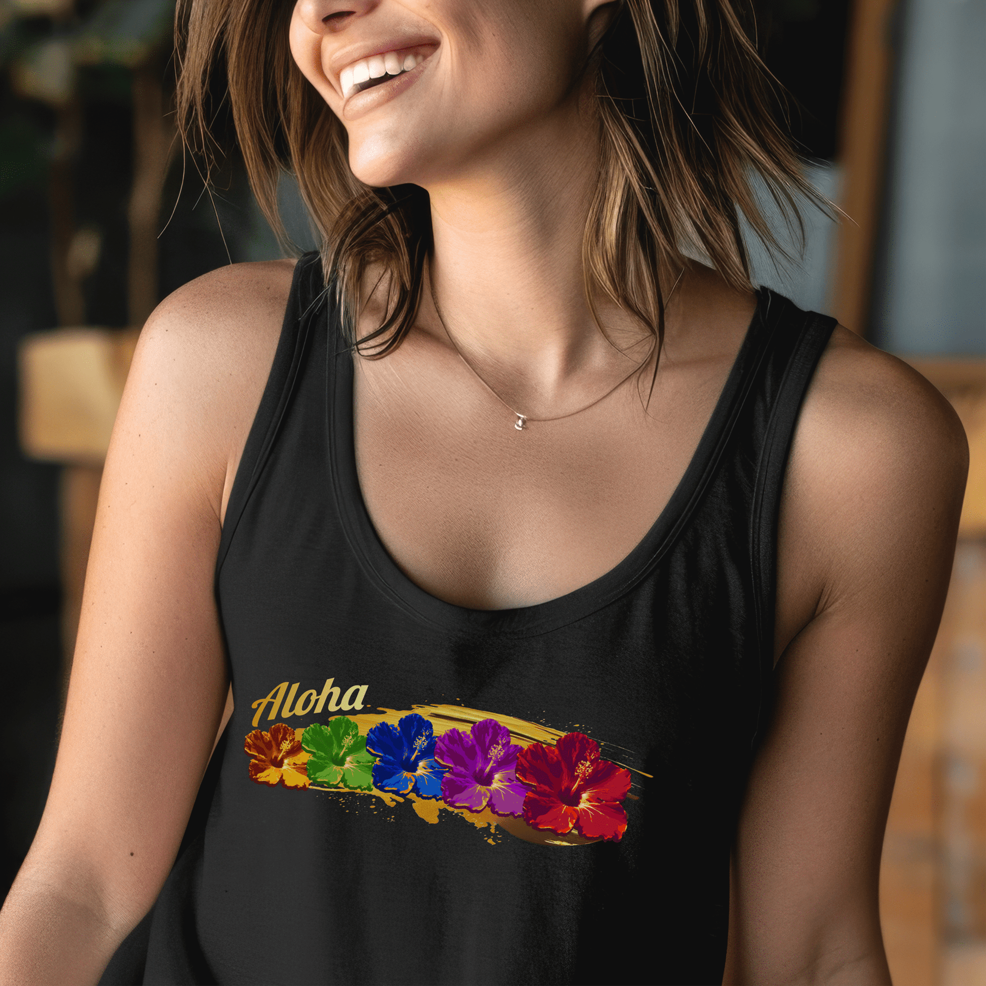 Pop Art Hibiscus, Hawaii Tank Top Black / XS