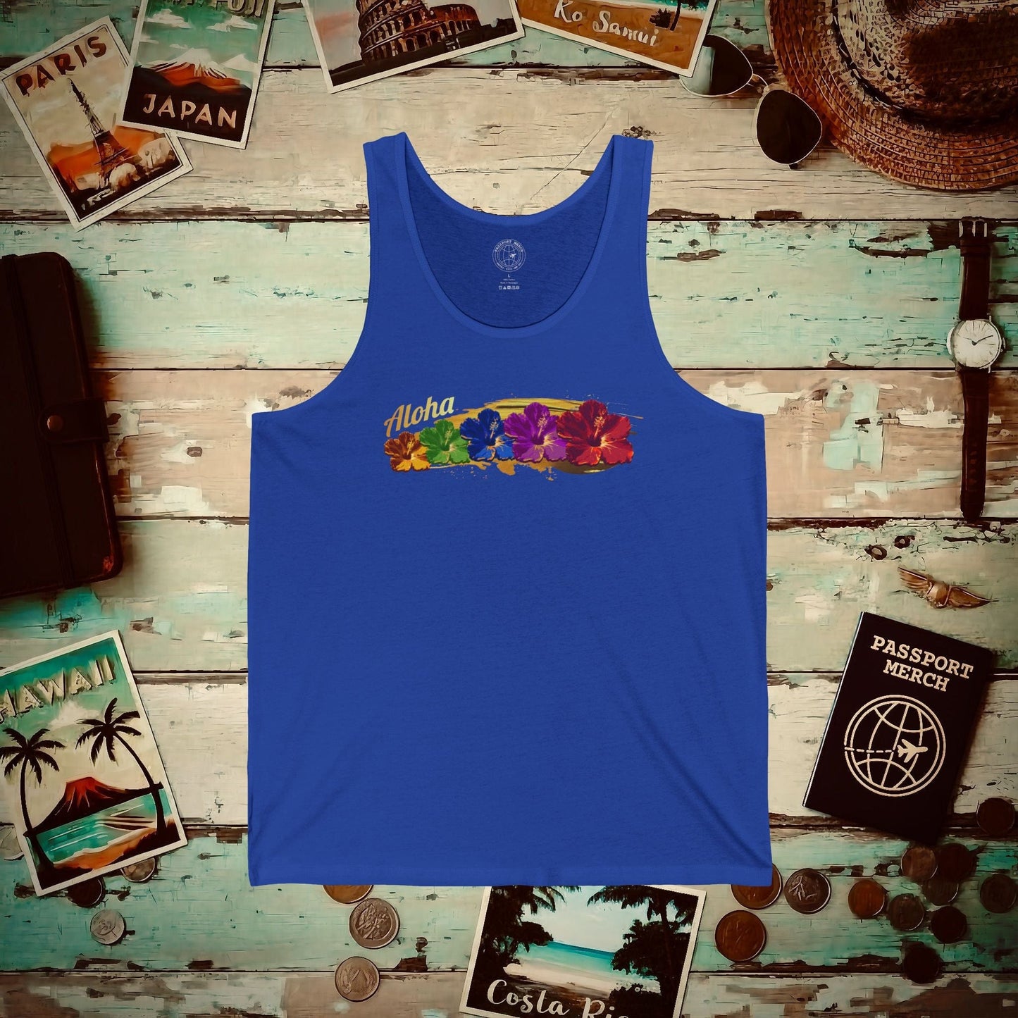 Pop Art Hibiscus, Hawaii Tank Top True Royal / XS