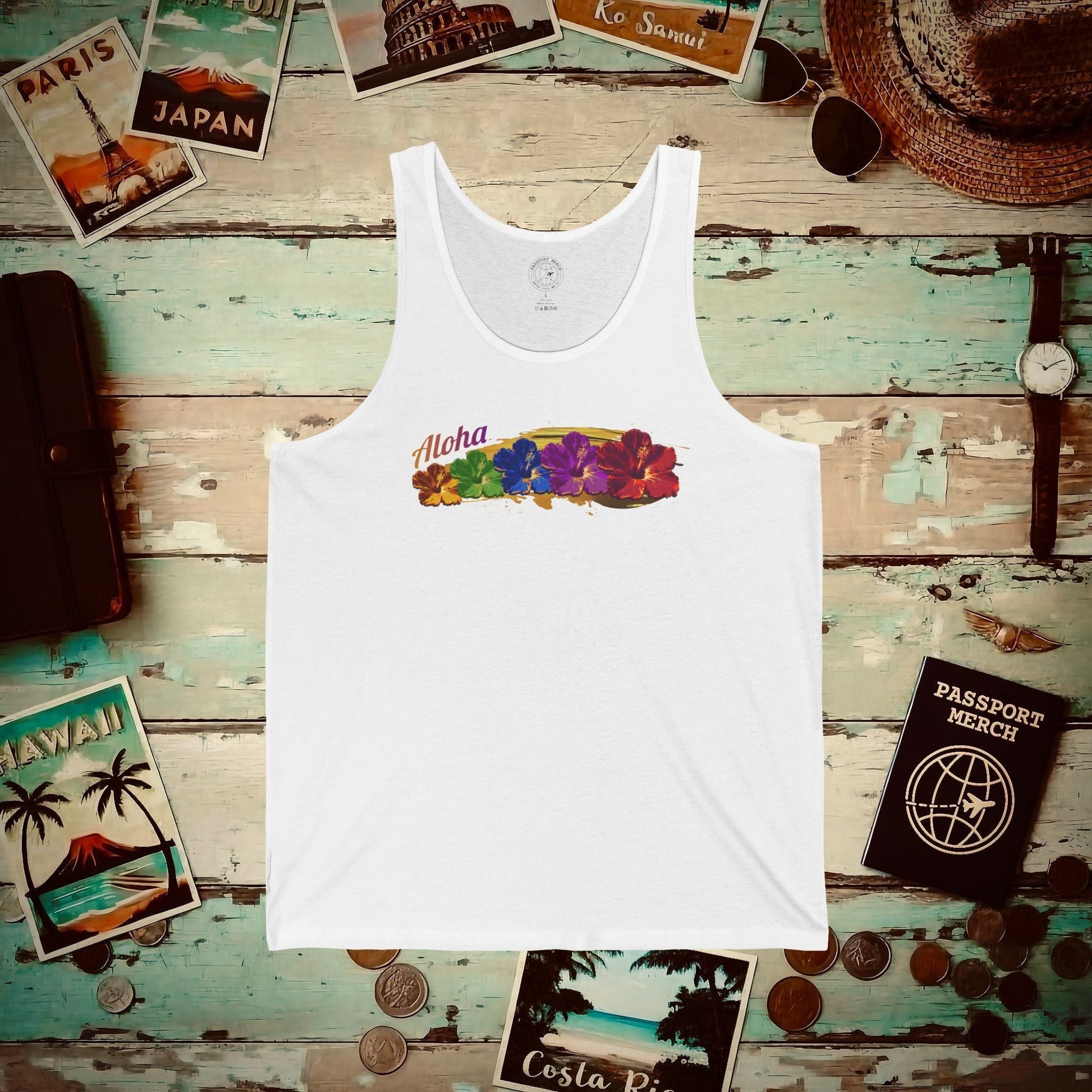 Pop Art Hibiscus, Hawaii Tank Top White / XS