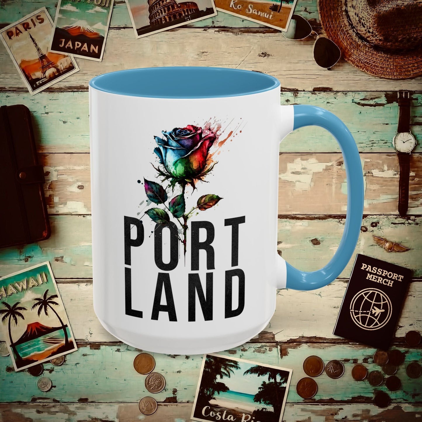 Portland Rose, Oregon 15oz Mug Light Blue / 15oz