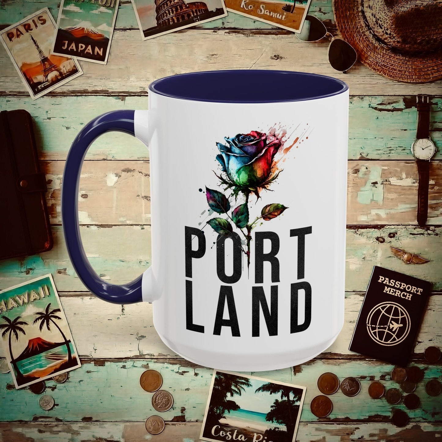 Portland Rose, Oregon 15oz Mug Navy / 15oz