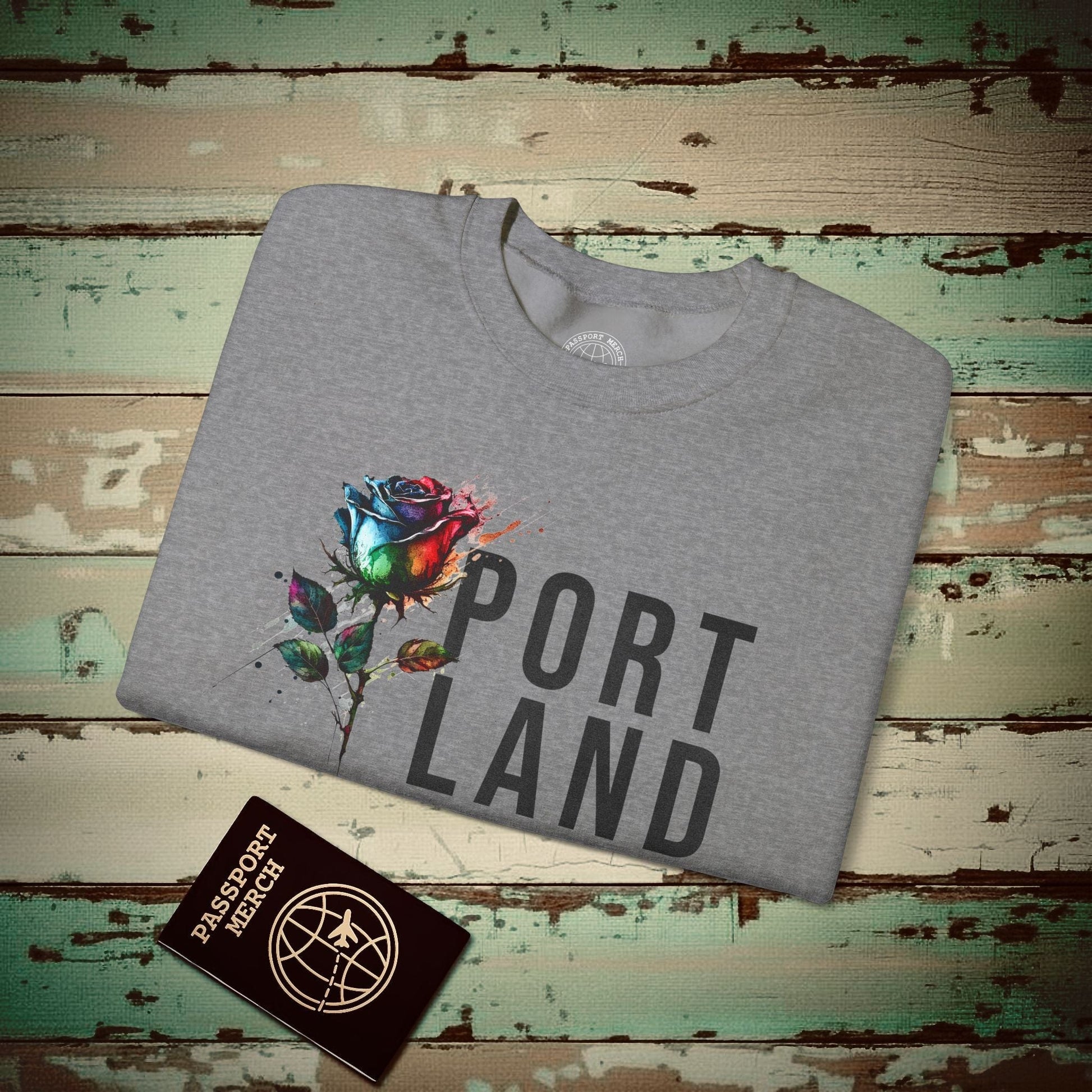 Portland Rose, Oregon Crewneck Graphite Heather / S