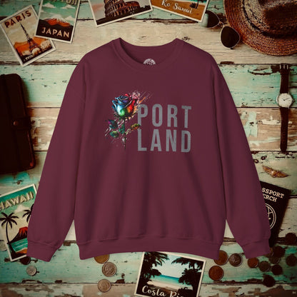 Portland Rose, Oregon Crewneck Maroon / S