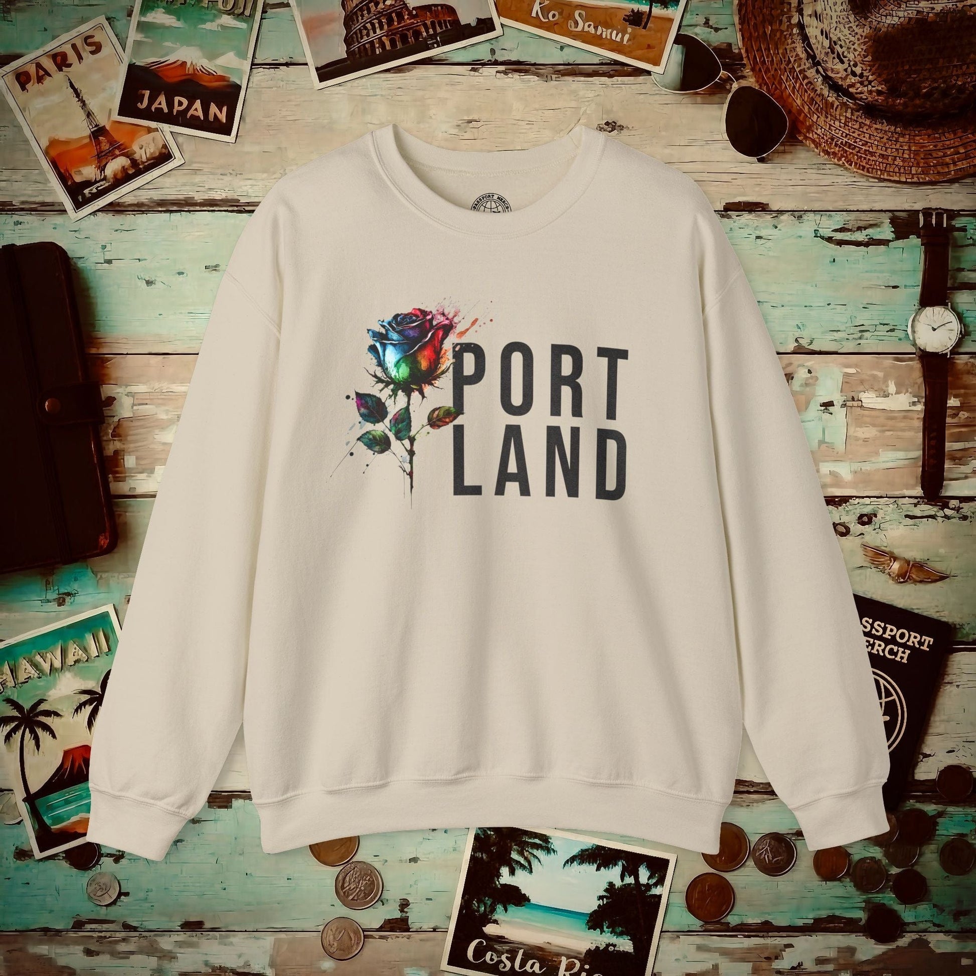 Portland Rose, Oregon Crewneck Sand / S