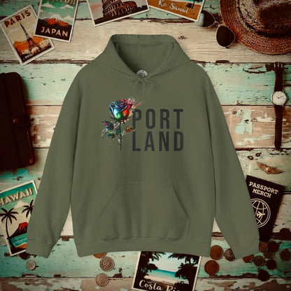 Portland Rose, Oregon Hoodie Military Green / S