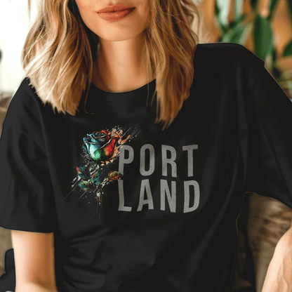 Portland Rose, Oregon T-Shirt Black / S