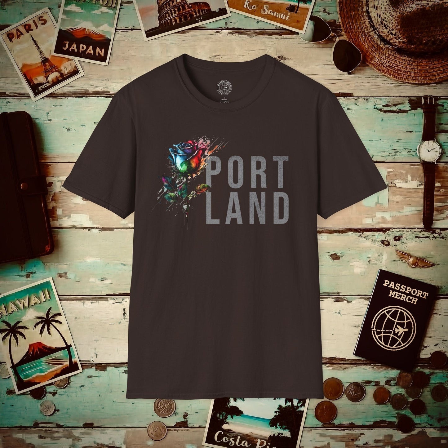 Portland Rose, Oregon T-Shirt Dark Chocolate / S