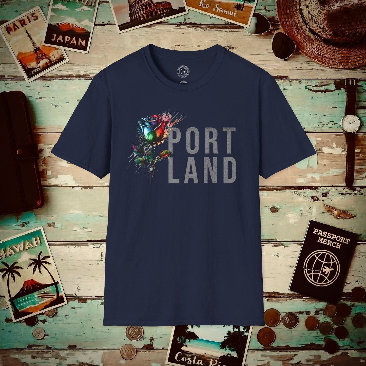 Portland Rose, Oregon T-Shirt Navy / S