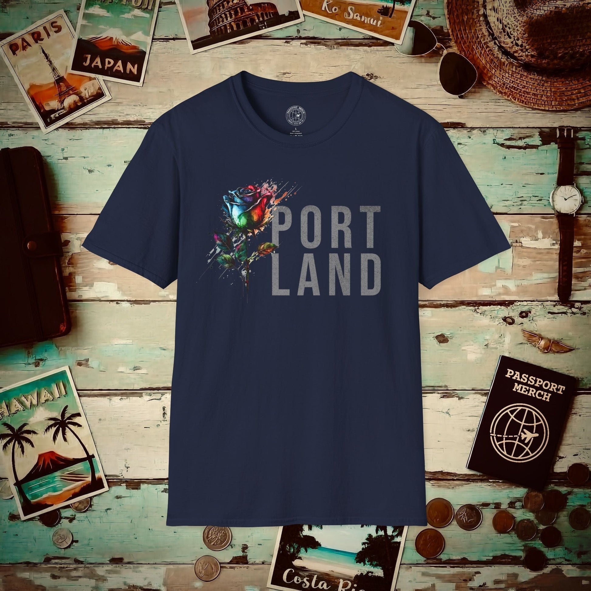 Portland Rose, Oregon T-Shirt Navy / S