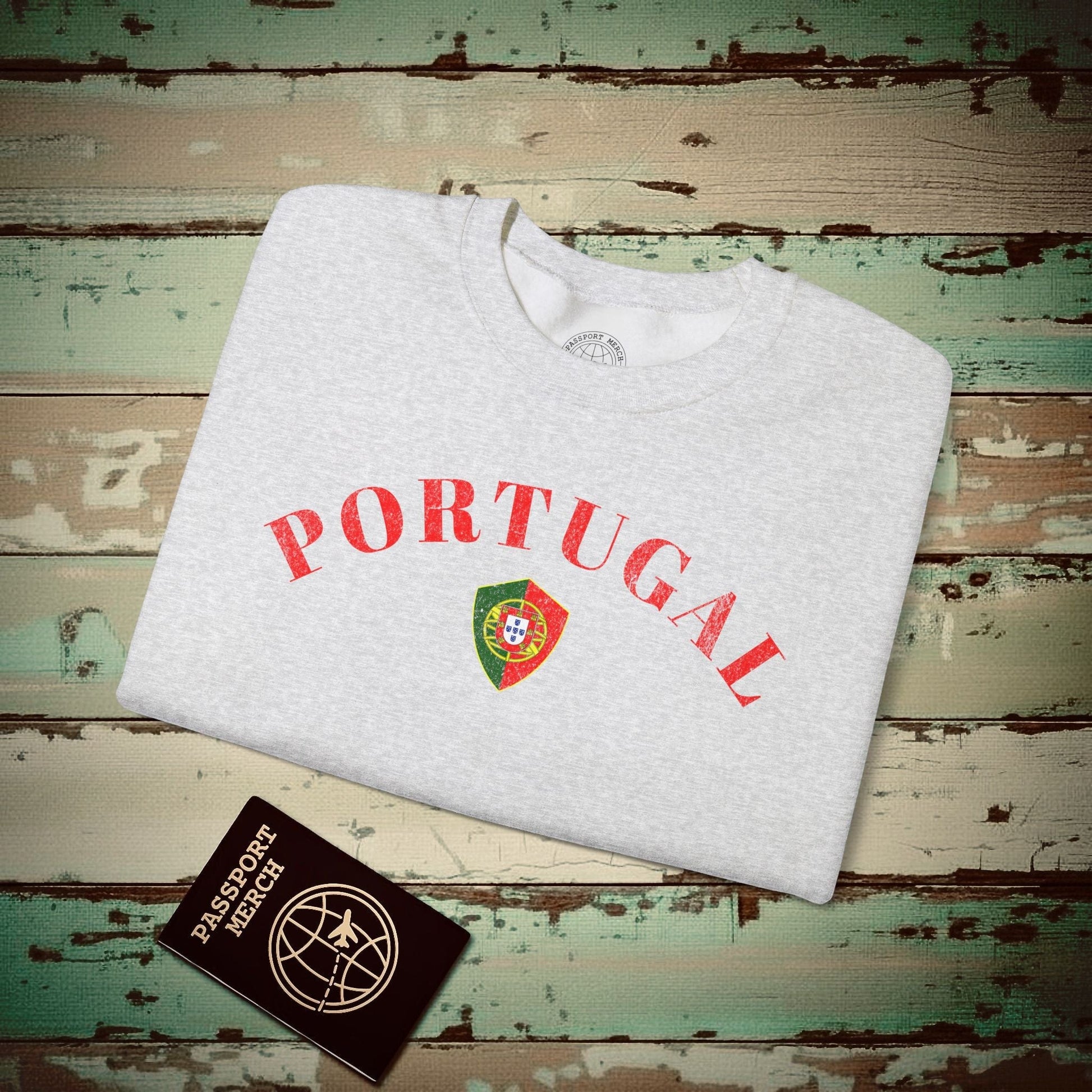 Portugal Coat of Arms Flag Shield Crewneck Ash / S