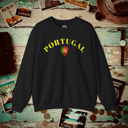 Portugal Coat of Arms Flag Shield Crewneck Black / S