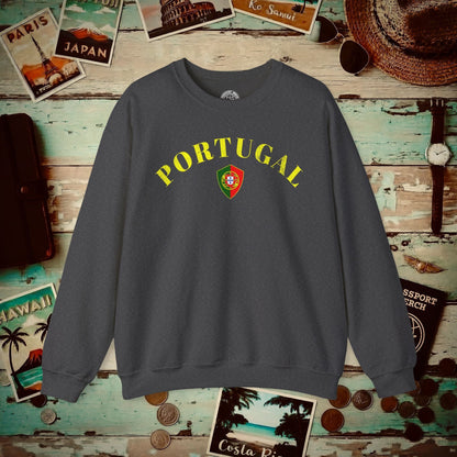 Portugal Coat of Arms Flag Shield Crewneck Dark Heather / S