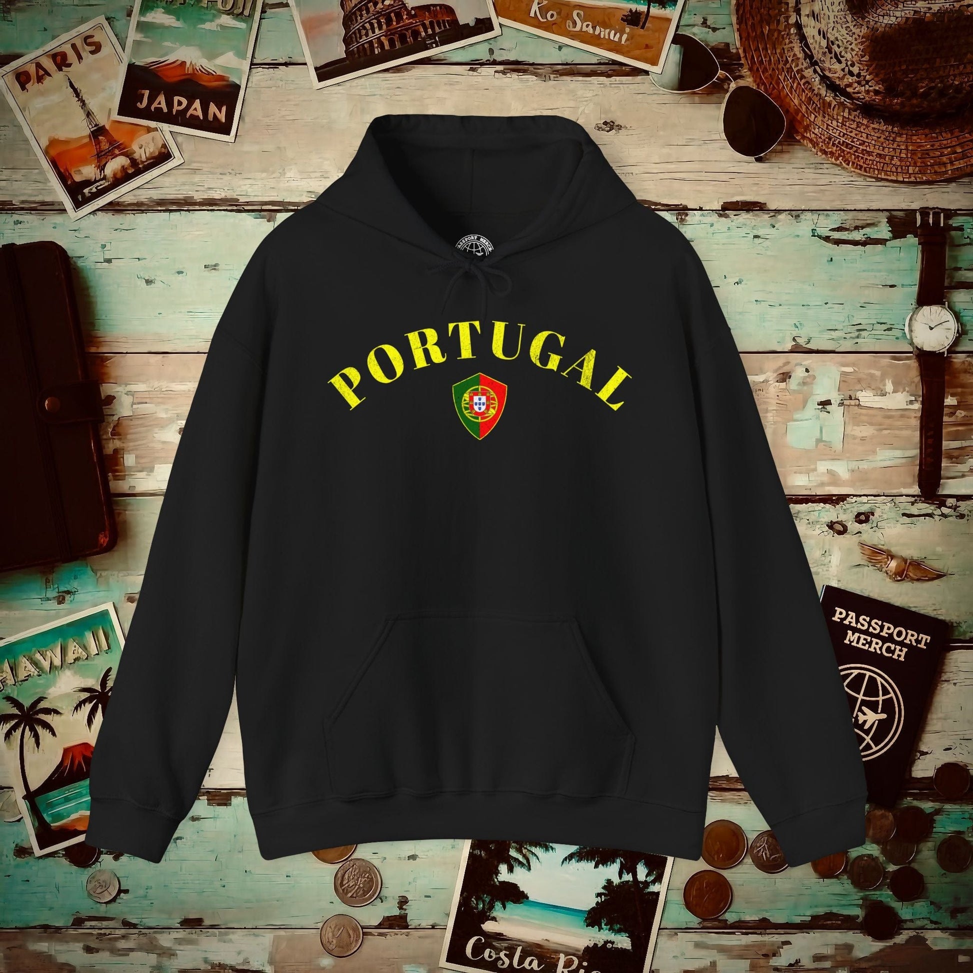 Portugal Coat of Arms Flag Shield Hoodie Black / S